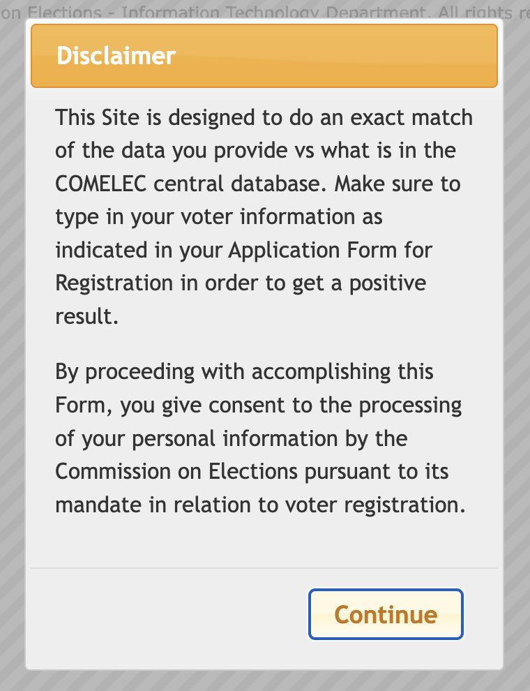 precinct finder disclaimer